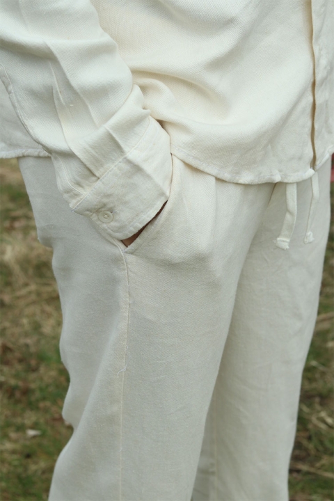 ONLY & SONS Sinus Loose Viscose Linen Pant White