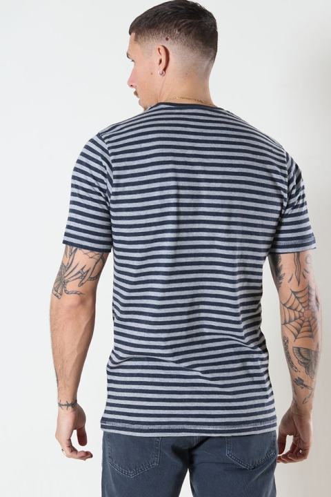Basic Brand T-shirt Striped Oxford Grey/Heather Blue