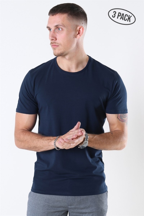 Selected New Pima T-shirt 3-Pack Navy Blazer