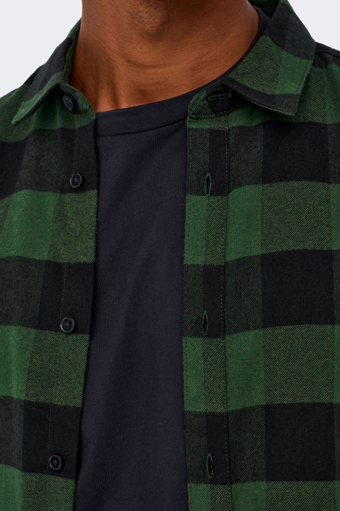 ONLY & SONS Gudmund LS Checked Shirt Forest Night