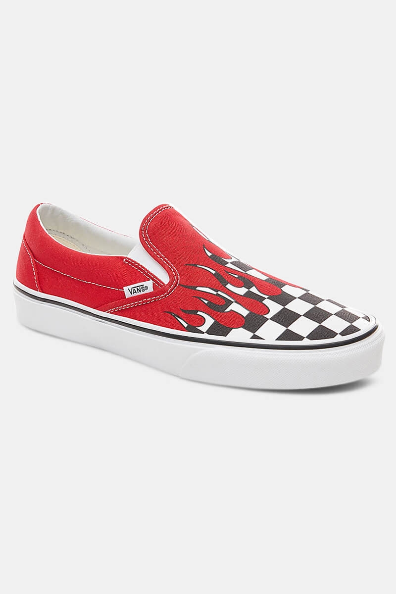 Ooze chokolade forgænger Vans Classic Slip-ON Sneakers Checker Flame Racing Red