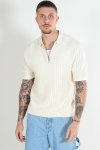 ONLY & SONS Domi Structure Half Zip Polo Knit Antique White