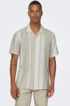 ONLY & SONS Caiden SS Stripe Linen Resort Shirt Vintage Khaki