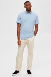 Selected Fave Zip Polo SS Cashmere Blue