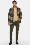 ONLY & SONS CREED LOOSE CHECK WOOL JACKET Peat CHINCHILLA