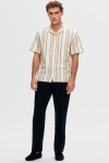Selected Relax New Linen Shirt SS Resort Kelp Multi Stripe