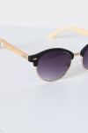 Fashion Round Club Brown Havana Rubber Solbrille Bamboo