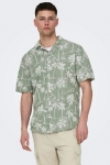 ONLY & SONS Caiden SS Regular Hawaii Linen Shirt Swamp