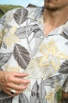 Selected Relax New Linen Shirt SS Resort Fog Leaves