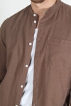 Allan China Linen Shirt Shitake