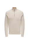 ONLY & SONS Phil Cotton Half Zip Knit Antique White