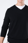 Selected Berg Knit V-Neck LS Black