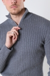 Kronstadt Jacksen rib half zip knit Anthracite
