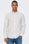 ONLY & SONS Caiden LS Mao Stripe Linen Shirt Chinchilla