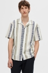Selected Relax New Linen Shirt SS Resort Egret AOP