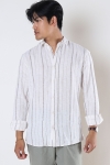 ONLY & SONS Caiden LS Stripe Linen Shirt Pumice Stone