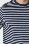 Basic Brand T-shirt Striped Oxford Grey/Heather Blue