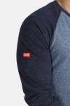 Superdry Orange Label L/S Baseball T-shirt Mid Atlantic Blue Grit