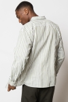 Clean Cut Copenhagen Jamie Cotton Linen Striped Shirt LS Green/Ecru