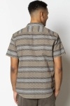 Clean Cut Copenhagen Bowling Anton Cotton Linen Shirt S/S Khaki/Navy Stripe