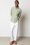 Clean Cut Copenhagen Jamie Cotton Linen Shirt LS Green Melange