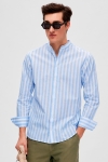 Selected SLHSLIMNEW-LINEN SHIRT LS BAND W Cashmere Blue Stripes