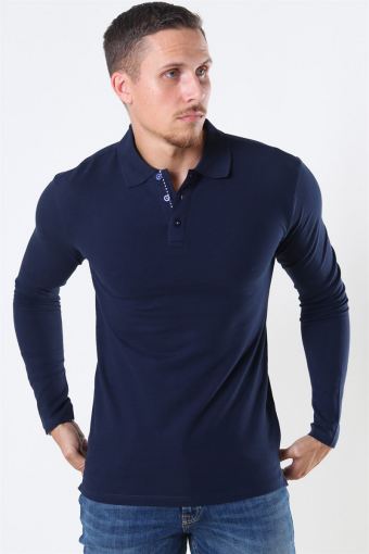 Muscle Fit Polo LS Blue Navy