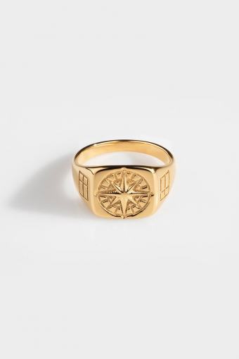 Compass Signature Ring Gold