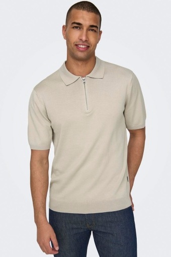 Wyler SS Zip Polo Knit Silver Lining