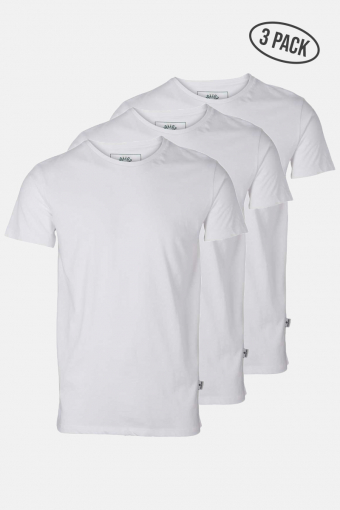 Elon Recycled cotton 3-pack t-shirt White/White/White