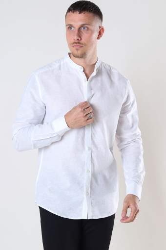 CAIDEN LS SOLID LINEN MAO SHIRT White