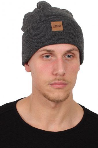 Leatherpatch Long Beanie Charcoal
