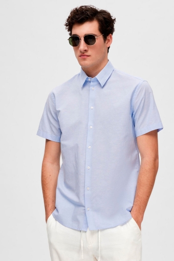 SLHREGNEW-LINEN SHIRT SS CLASSIC Cashmere Blue