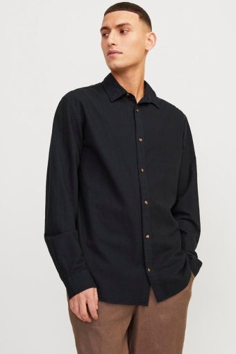 Summer Linen Shirt LS Black