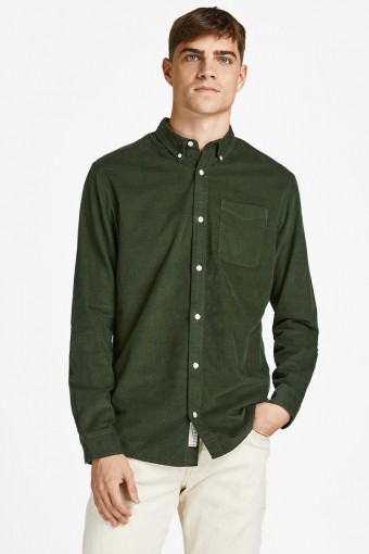 ATLAS CORD SHIRT L/S BUTTON DOWN Forest Night SLIM FIT