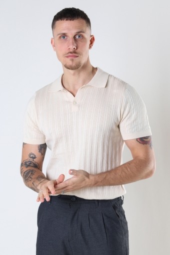 PETER KNIT POLO Alabaster Gleam