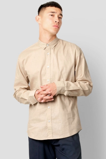 Cotton Linen Skjorte Khaki