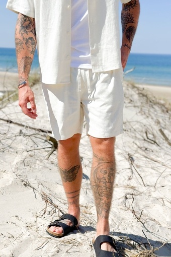 Tel Viscose Linen Shorts White