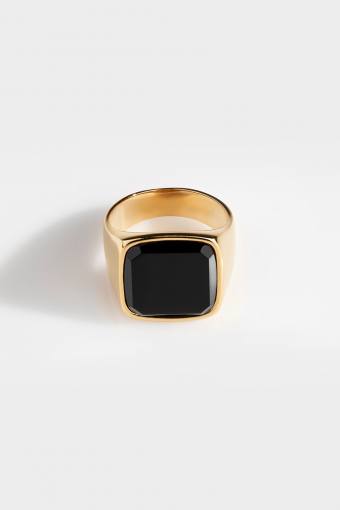 Oversize Black Onyx Ring Gold