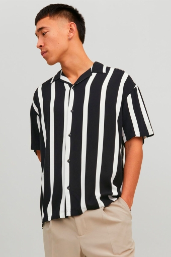 Jeff Resort Stripe Shirt SS Black