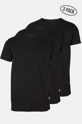 Elon Recycled cotton 3-pack t-shirt Black/Black/Black