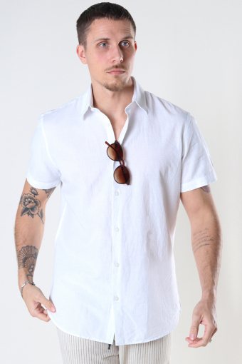 SLHSLIMNEW-LINEN SHIRT SS CLASSIC W White