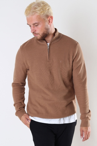 Lauritz Recycled half zip knit Warm Sand.