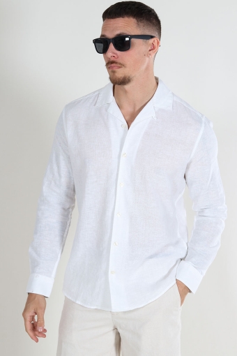 Caiden Regular Linen Resort LS Shirt White