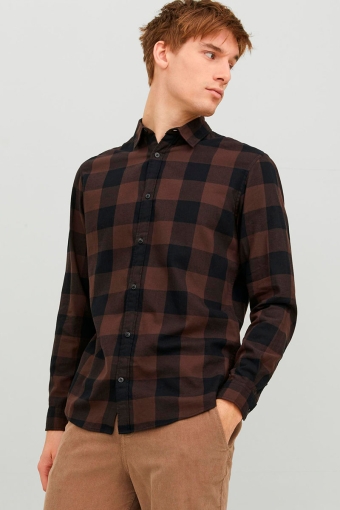 Gingham Twill Shirt L/S Seal Brown