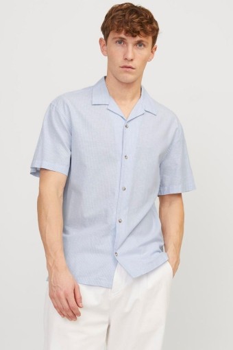 Summer Resort Linen Shirt SS Cashmere Blue Stripe