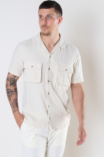 Ramon Cuba herringbone S/S shirt Off White