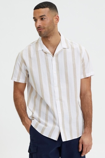 SLHREGNEW-LINEN SHIRT SS RESORT W Incense Stripes