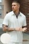 Selected Relax Plisse Half Zip SS Polo Egret