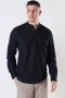 ONLY & SONS CAIDEN HALF PLACKET LINEN SHIRT Black